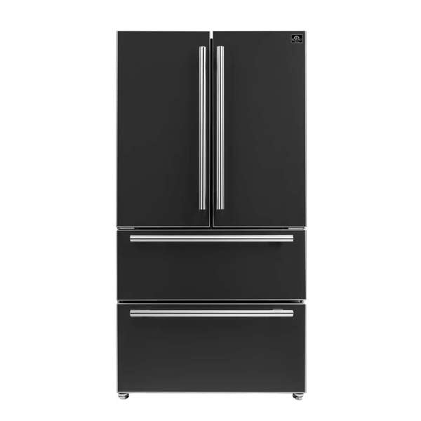 FORNO - Moena Espresso 36&quot; French Door Refrigerator in Black, 19.2 cu. ft
