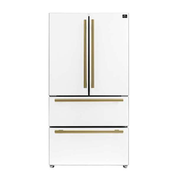 FORNO - Moena Espresso 36&quot; French Door Refrigerator in White, 19.2 cu. ft