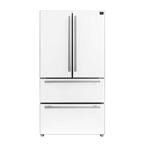 FORNO - Moena Espresso 36&quot; French Door Refrigerator in White, 19.2 cu. ft