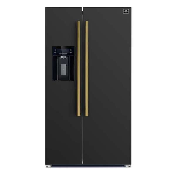 FORNO - Salerno Espresso 36&quot; Side-by-Side Black Refrigerator 20 cu. ft