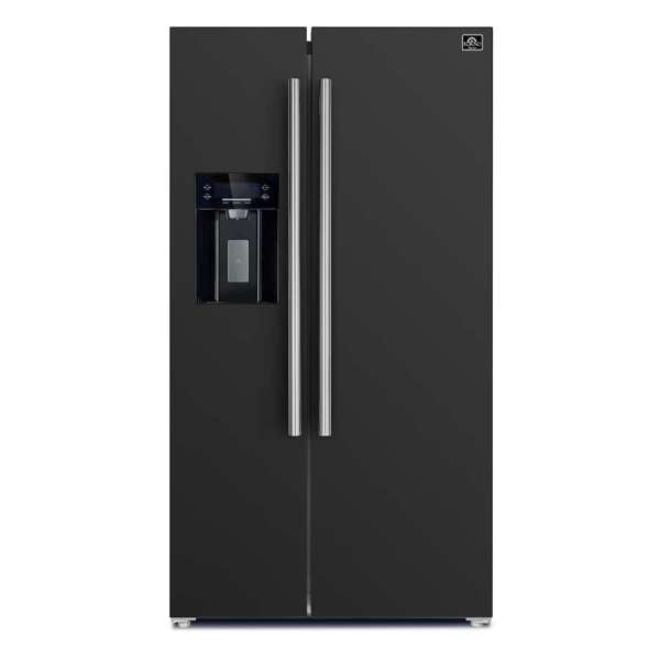FORNO - Salerno Espresso 36&quot; Side-by-Side Black Refrigerator 20 cu. ft