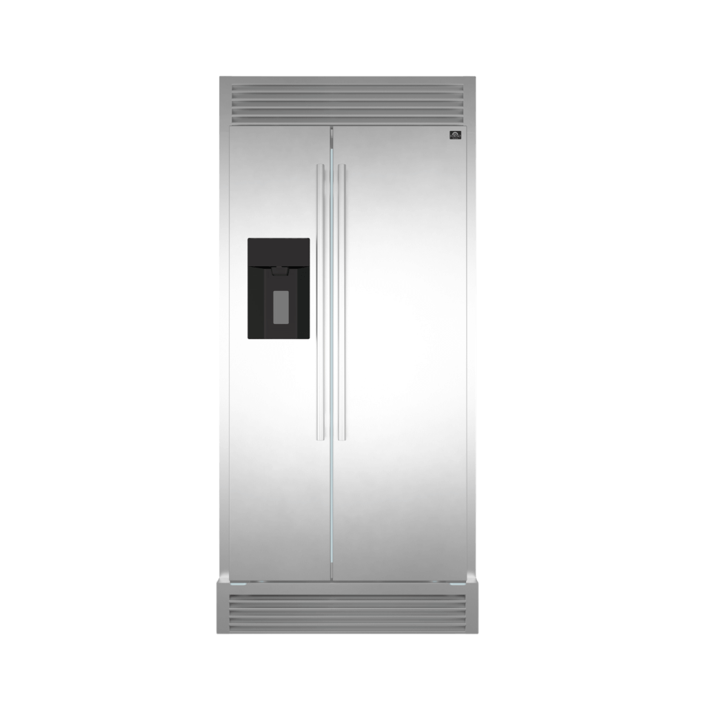 FORNO - Salerno 36″ Side by Side 20 Cu.Ft Stainless Steel Refrigerator with Ice Maker &amp; Decorative Grill