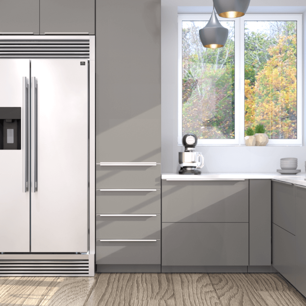 FORNO - Salerno 36″ Side by Side 20 Cu.Ft Stainless Steel Refrigerator with Ice Maker &amp; Decorative Grill