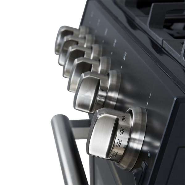 FORNO - Leonardo Espresso 30&quot; Black Gas Range, 5 Burners, 39 500 BTU, 5 cu.ft. Convection Oven