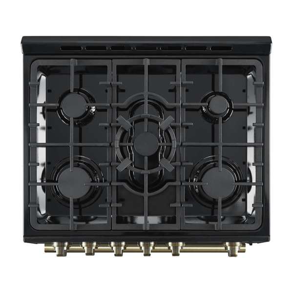 FORNO - Leonardo Espresso 30&quot; Black Gas Range, 5 Burners, 39 500 BTU, 5 cu.ft. Convection Oven