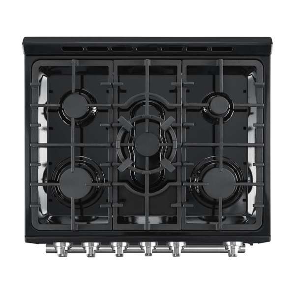 FORNO - Leonardo Espresso 30&quot; Black Gas Range, 5 Burners, 39 500 BTU, 5 cu.ft. Convection Oven