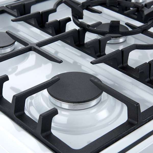 FORNO - Leonardo Espresso 30&quot; White Gas Range, 5 Burners, 39 500 BTU, 5 cu.ft. Convection Oven