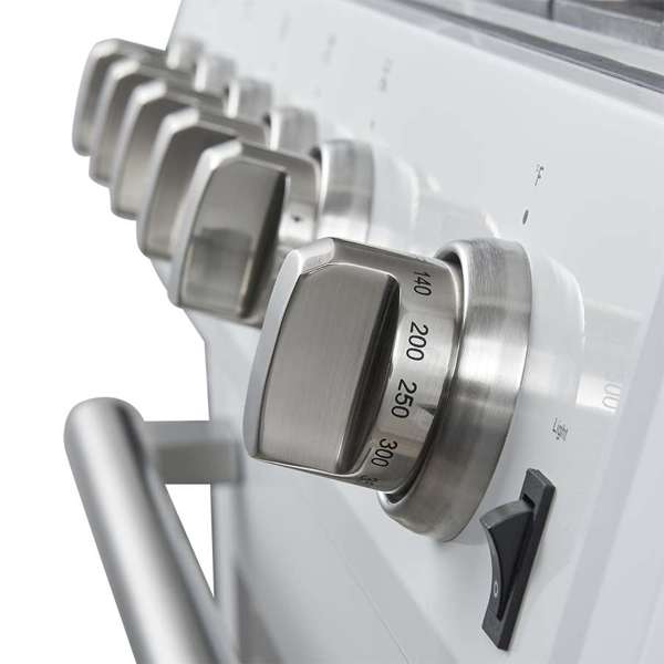 FORNO - Leonardo Espresso 30&quot; White Gas Range, 5 Burners, 39 500 BTU, 5 cu.ft. Convection Oven