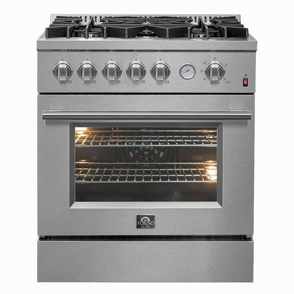 FORNO - Giovanni 30-inch Gas Range Stainless Steel, 5 Burners 67,000 BTU, 4.32 cu.ft. Convection Oven
