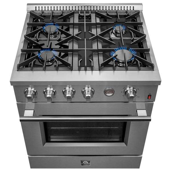 FORNO - Marco 30-inch Gas Range Stainless Steel, 4 Burners 37,000 BTU, 4.32 cu.ft. Convection Oven