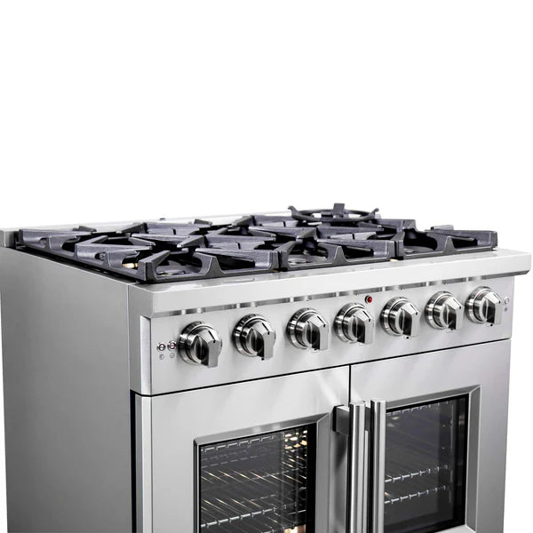FORNO - Capriasca 36-Inch Freestanding French Door Gas Range, 6 Burners, Convection Oven, Energy Efficient