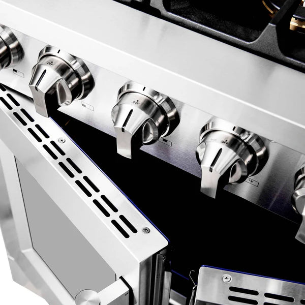 FORNO - Capriasca 36-Inch Freestanding French Door Gas Range, 6 Burners, Convection Oven, Energy Efficient