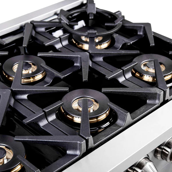 FORNO - Capriasca 36-Inch Freestanding French Door Gas Range, 6 Burners, Convection Oven, Energy Efficient