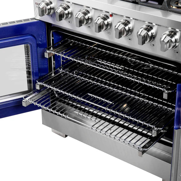 FORNO - Capriasca 36-Inch Freestanding French Door Gas Range, 6 Burners, Convection Oven, Energy Efficient