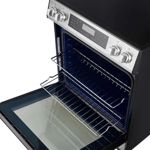 FORNO - Donatello Espresso 30-Inch Slide-In Stainless Steel Induction Range, Convection Oven, 5 Cooking Zones, Touch Control Panel