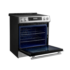 FORNO - Donatello Espresso 30-Inch Slide-In Stainless Steel Induction Range, Convection Oven, 5 Cooking Zones, Touch Control Panel