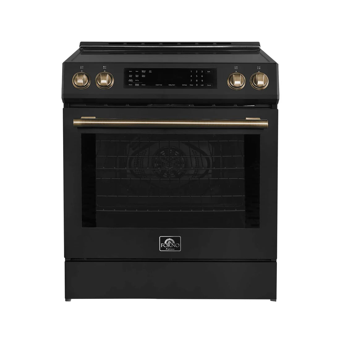 FORNO - Donatello Espresso 30-Inch Slide-In Black Induction Range, Convection Oven, 5 Cooking Zones, Touch Control Panel
