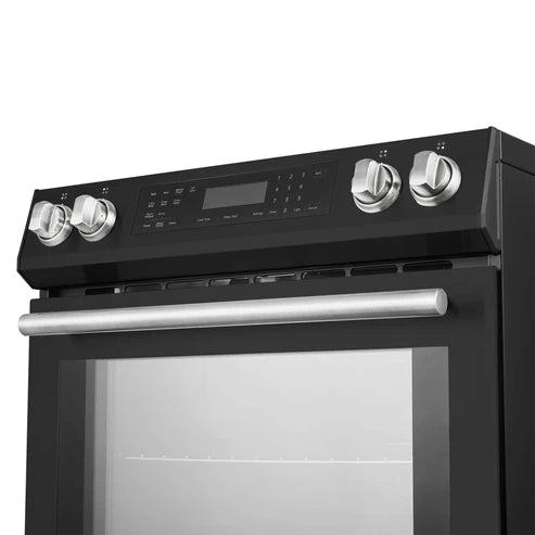 FORNO - Donatello Espresso 30-Inch Slide-In Black Induction Range, Convection Oven, 5 Cooking Zones, Touch Control Panel