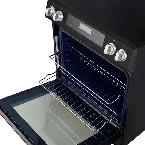 FORNO - Donatello Espresso 30-Inch Slide-In Black Induction Range, Convection Oven, 5 Cooking Zones, Touch Control Panel