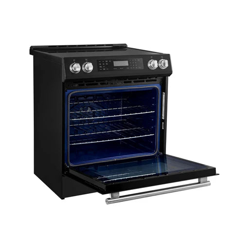 FORNO - Donatello Espresso 30-Inch Slide-In Black Induction Range, Convection Oven, 5 Cooking Zones, Touch Control Panel