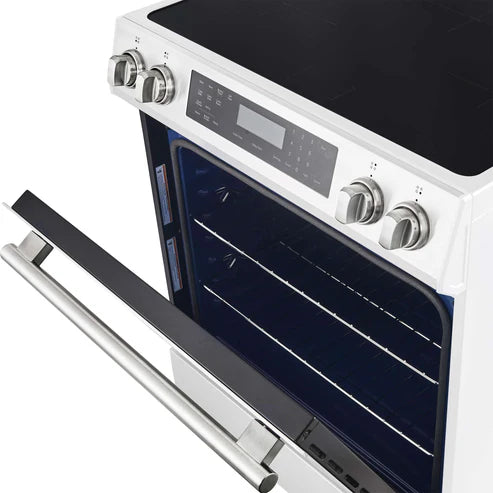FORNO - Donatello Espresso 30-Inch Slide-In White Induction Range, Convection Oven, 5 Cooking Zones, Touch Control Panel