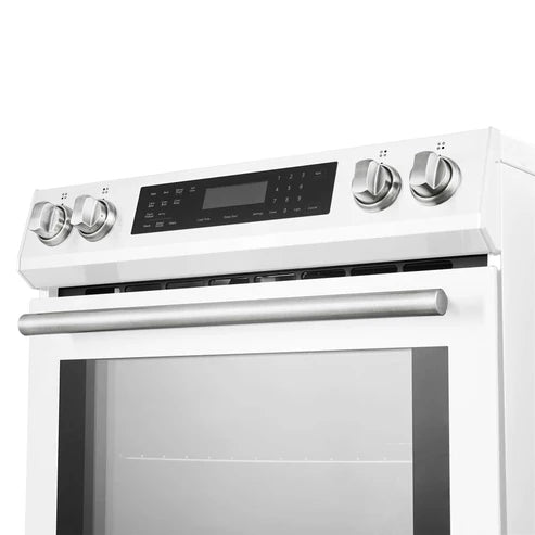 FORNO - Donatello Espresso 30-Inch Slide-In White Induction Range, Convection Oven, 5 Cooking Zones, Touch Control Panel