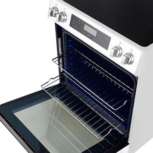 FORNO - Donatello Espresso 30-Inch Slide-In White Induction Range, Convection Oven, 5 Cooking Zones, Touch Control Panel