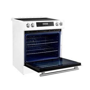 FORNO - Donatello Espresso 30-Inch Slide-In White Induction Range, Convection Oven, 5 Cooking Zones, Touch Control Panel