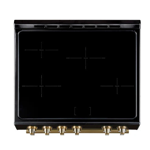 FORNO - Leonardo Espresso 30-Inch Slide-In Black Induction Range, Convection Oven, 5 Cooking Zones, Touch Control Panel