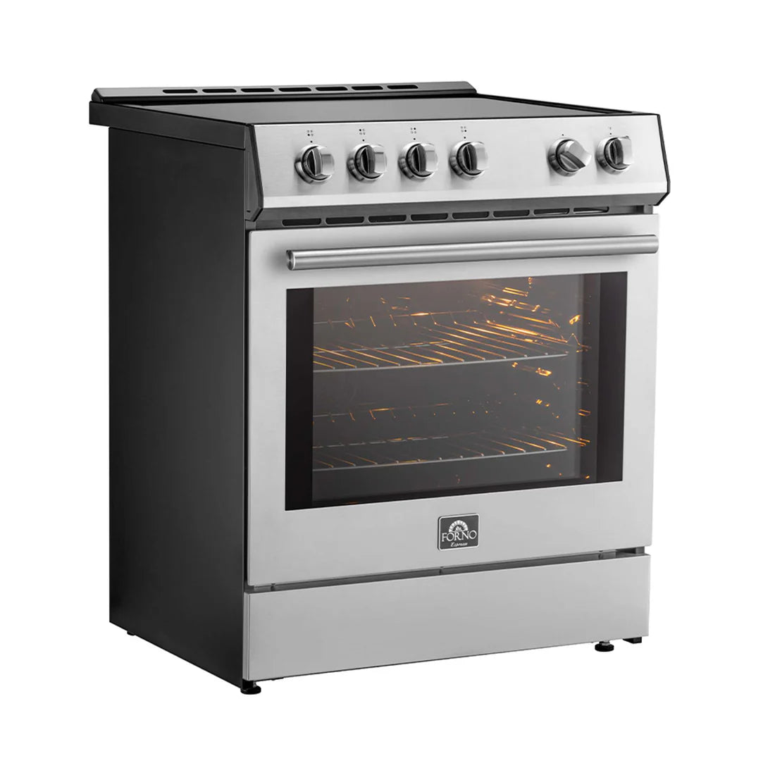 FORNO - Leonardo Espresso 30-Inch Slide-In Stainless Steel Induction Range, Convection Oven, 5 Cooking Zones