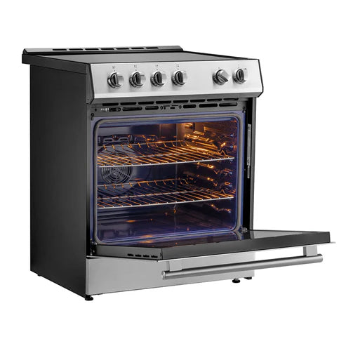 FORNO - Leonardo Espresso 30-Inch Slide-In Stainless Steel Induction Range, Convection Oven, 5 Cooking Zones