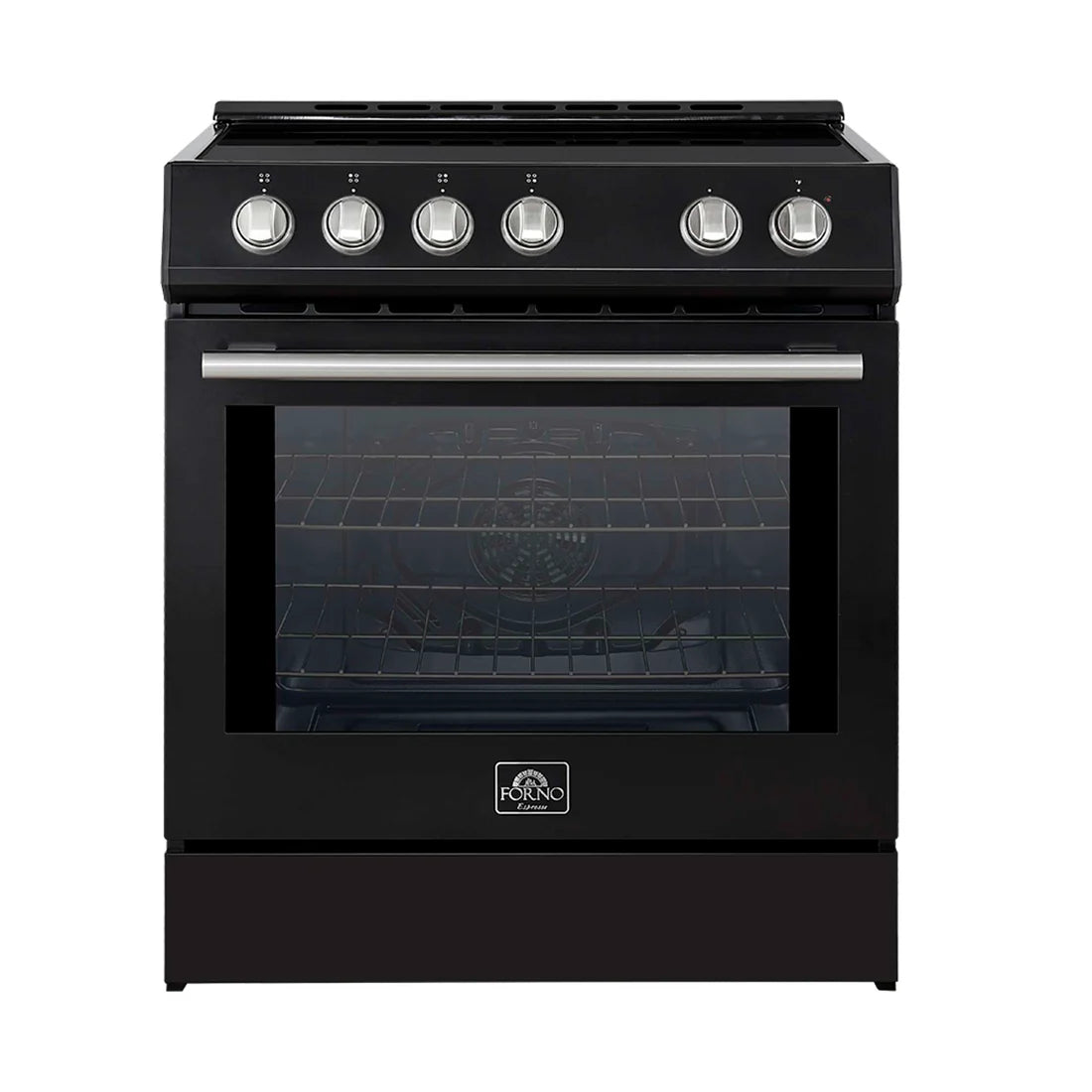 FORNO - Leonardo Espresso 30-Inch Slide-In Black Induction Range, Convection Oven, 5 Cooking Zones, Touch Control Panel