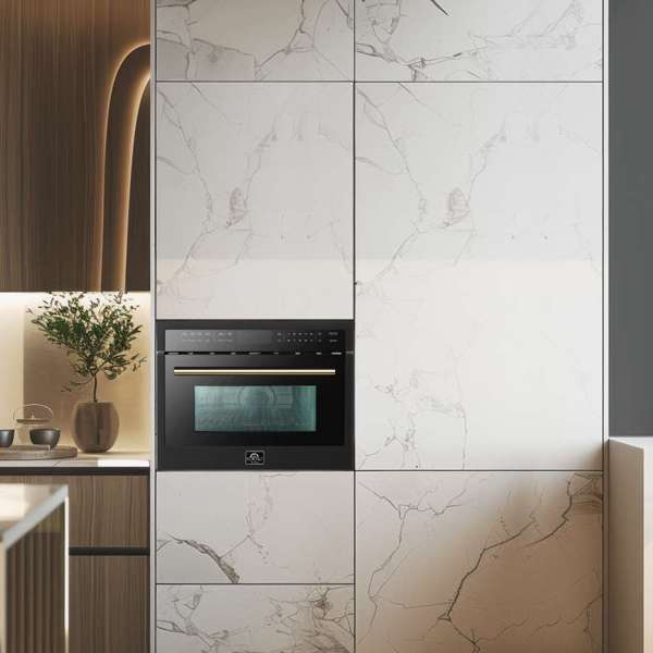 FORNO - Oliena Espresso Black 24&quot; 1750 Watt Compact Oven &amp; 1000 Watt Microwave, 1.6 cu. ft.