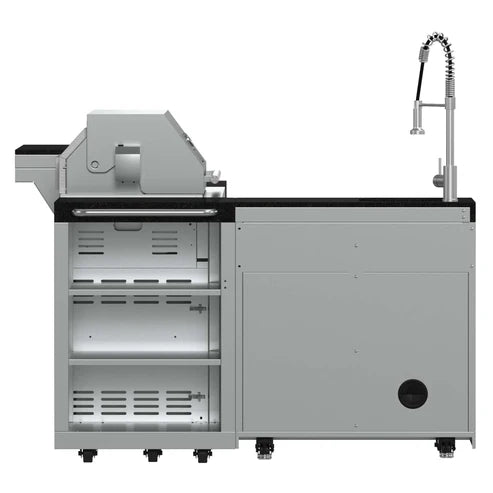 FORNO - Bulnes 40-Inch BBQ, 95,000 BTU, 5 Burners, Sear &amp; Rotisserie Infrared with Side Burner, Stainless Steel Outdoor Kitchen with 1.8 cu.ft. Beverage Center &amp; Black Granite Countertops