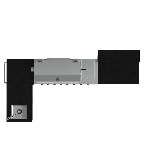 FORNO - Bulnes 40-Inch BBQ, 95,000 BTU, 5 Burners, Sear &amp; Rotisserie Infrared with Side Burner, Stainless Steel Outdoor Kitchen with 1.8 cu.ft. Beverage Center &amp; Black Granite Countertops