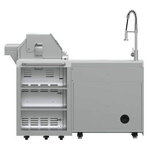 FORNO - Bulnes 40-Inch BBQ, 95,000 BTU, 5 Burners, Sear &amp; Rotisserie Infrared with Side Burner, Stainless Steel Outdoor Kitchen with 1.8 cu.ft. Beverage Center &amp; White Sintered Stone Countertops