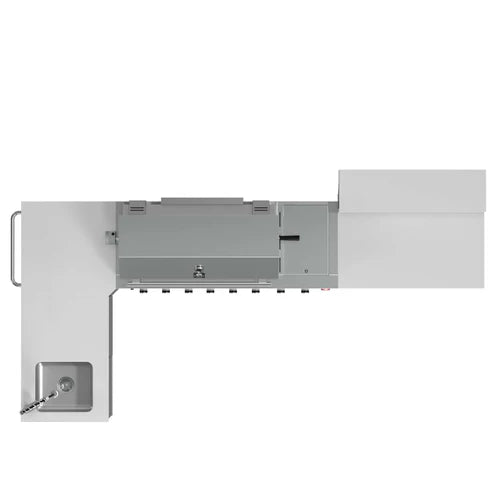 FORNO - Bulnes 40-Inch BBQ, 95,000 BTU, 5 Burners, Sear &amp; Rotisserie Infrared with Side Burner, Stainless Steel Outdoor Kitchen with 1.8 cu.ft. Beverage Center &amp; White Sintered Stone Countertops