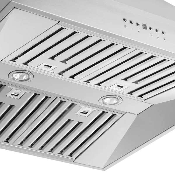FORNO - Coppito 30-Inch Island Range Hood, Stainless Steel, LED Lighting, Adjustable Fan Speeds
