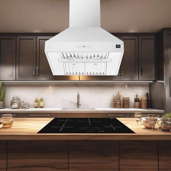 FORNO - Coppito 30-Inch Island Range Hood, Stainless Steel, LED Lighting, Adjustable Fan Speeds