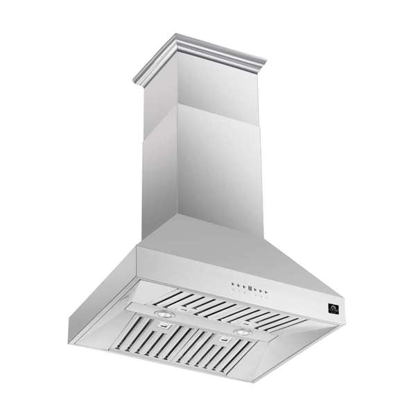 FORNO - Coppito 30-Inch Island Range Hood, Stainless Steel, LED Lighting, Adjustable Fan Speeds