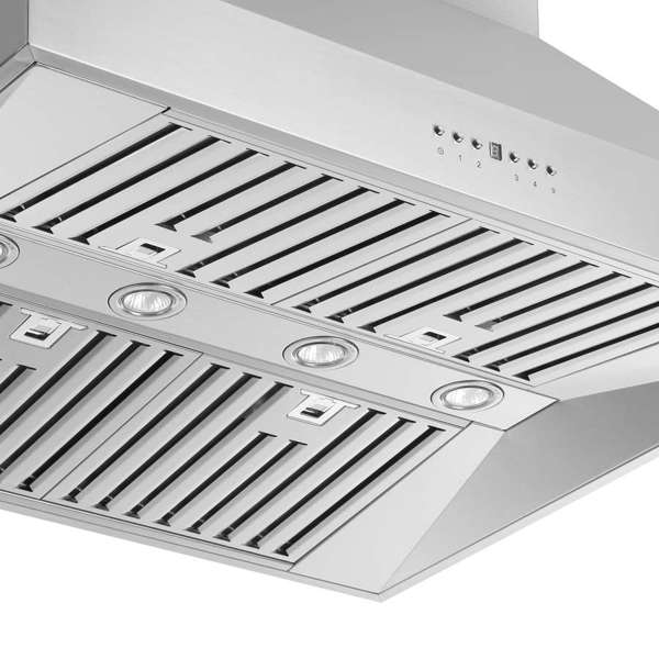 FORNO - Coppito 36-Inch Island Range Hood, Stainless Steel, LED Lighting, Adjustable Fan Speeds