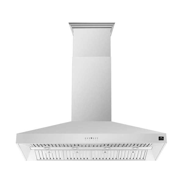 FORNO - Coppito 60-Inch Island Range Hood, Stainless Steel, LED Lighting, Adjustable Fan Speeds