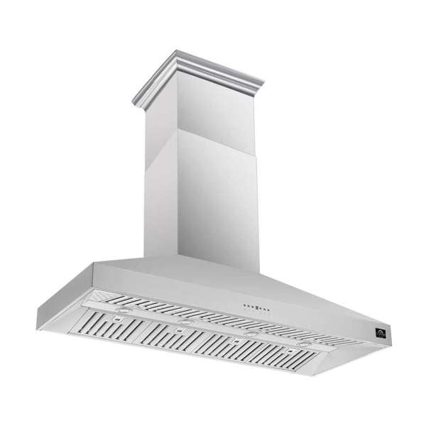 FORNO - Coppito 60-Inch Island Range Hood, Stainless Steel, LED Lighting, Adjustable Fan Speeds