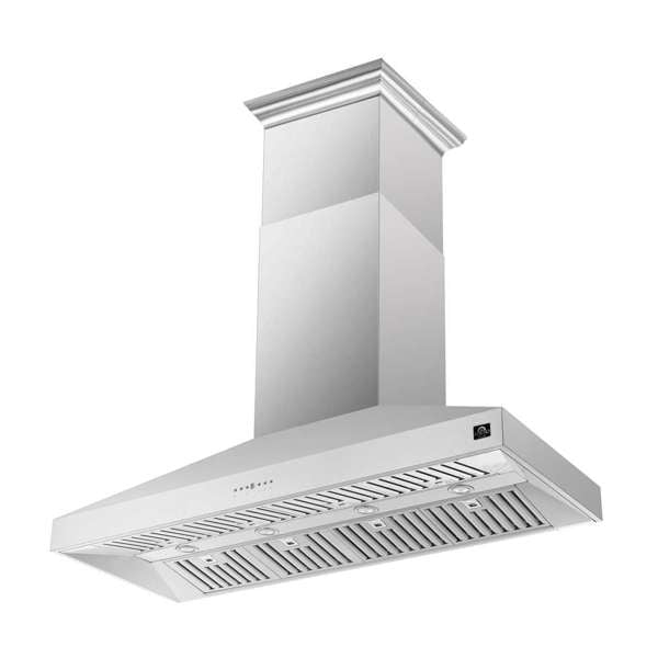 FORNO - Coppito 60-Inch Island Range Hood, Stainless Steel, LED Lighting, Adjustable Fan Speeds