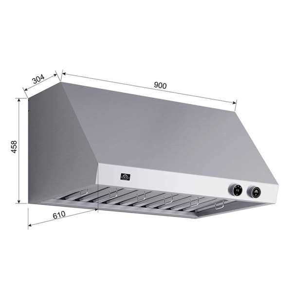 FORNO - Biagio 36-Inch Wall Mounted Range Hood, Stainless Steel, Heavy Duty