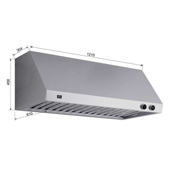 FORNO - Biagio 48-Inch Wall Mounted Range Hood, Stainless Steel, Heavy Duty