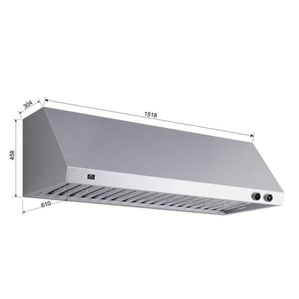 FORNO - Biagio 60-Inch Wall Mounted Range Hood, Stainless Steel, Heavy Duty
