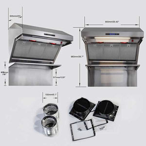 FORNO - Savona 36-Inch Wall Mount Range Hood, Hybrid Filters, Backsplash Included