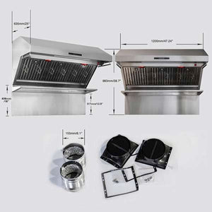 FORNO - Savona 48-Inch Wall Mount Range Hood, Baffle Filters, Backsplash Included