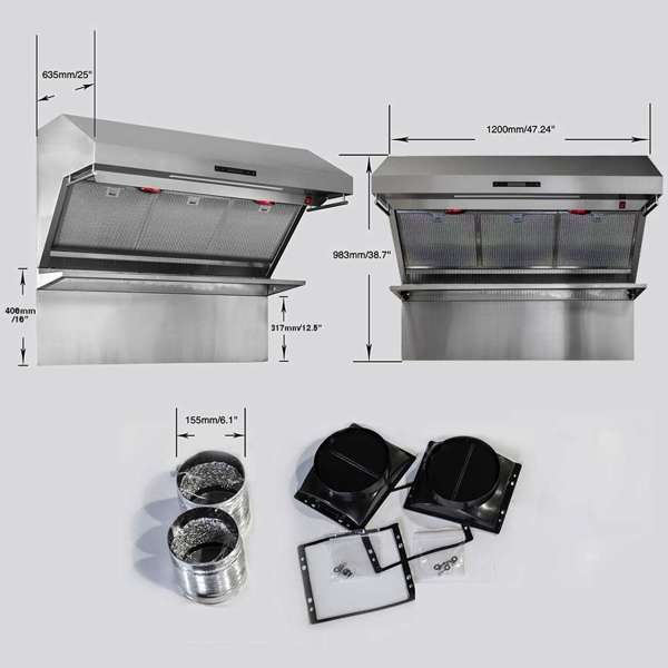 FORNO - Savona 48-Inch Wall Mount Range Hood, Hybrid Filters, Backsplash Included